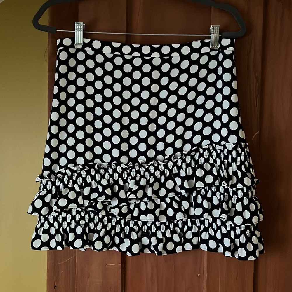 Size 6 J Crew Flouncey Blue and White Polka Dot Skirt